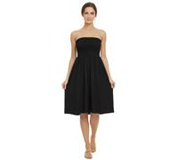 LUXE DIVA New Womens Ladies Sheering Top Strapless Bandeau Dress Top Jersey Ladies Plus Size Boobtube Dress UK 8-22 Black