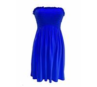 LUXE DIVA New Womens Ladies Sheering Top Strapless Bandeau Dress Top Jersey Ladies Plus Size Boobtube Dress UK 8-22 Royal Blue