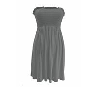 LUXE DIVA New Womens Ladies Sheering Top Strapless Bandeau Dress Top Jersey Ladies Plus Size Boobtube Dress UK 8-22 Charcoal