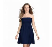 LUXE DIVA New Womens Ladies Sheering Top Strapless Bandeau Dress Top Jersey Ladies Plus Size Boobtube Dress UK 8-22 Navy