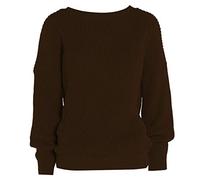 LUXE DIVA Oversized New Ladies Womens Chunky Baggy Jumper Knitted Sweater Thick Top S-3XL 8-26 Brown