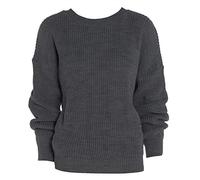 LUXE DIVA Oversized New Ladies Womens Chunky Baggy Jumper Knitted Sweater Thick Top S-3XL 8-26 Charcoal