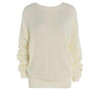 LUXE DIVA Oversized New Ladies Womens Chunky Baggy Jumper Knitted Sweater Thick Top S-3XL 8-26 Cream