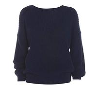 LUXE DIVA Oversized New Ladies Womens Chunky Baggy Jumper Knitted Sweater Thick Top S-3XL 8-26 Navy