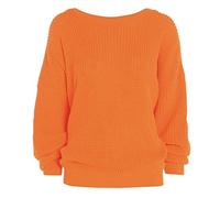 LUXE DIVA Oversized New Ladies Womens Chunky Baggy Jumper Knitted Sweater Thick Top S-3XL 8-26 Orange