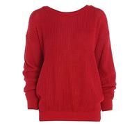 LUXE DIVA Oversized New Ladies Womens Chunky Baggy Jumper Knitted Sweater Thick Top S-3XL 8-26 Red