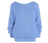LUXE DIVA Oversized New Ladies Womens Chunky Baggy Jumper Knitted Sweater Thick Top S-3XL 8-26 Sky Blue