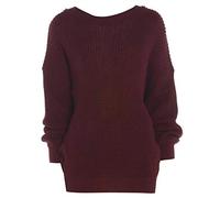 LUXE DIVA Oversized New Ladies Womens Chunky Baggy Jumper Knitted Sweater Thick Top S-3XL 8-26 Wine