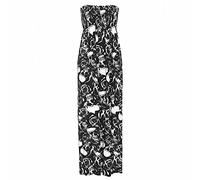 LUXE DIVA Plus Size Womens Printed Bandeau Strapless Shirred Ladies Long Maxi Dress