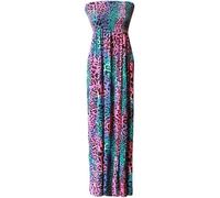 LUXE DIVA Plus Size Womens Printed Bandeau Strapless Shirred Ladies Long Maxi Dress