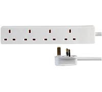 LUXE DIVA Slim 4 Gang Extension Lead (0.5 M, White)