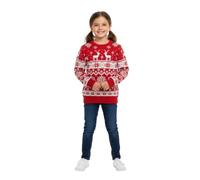 LUXE DIVA Unisex Christmas Jumpers Pullover with Reindeer Pattern, for Men Women and Kids Ages 5-13, Sizes S-2XL (Kids Nordic Reindeer-Red, 13 Years)