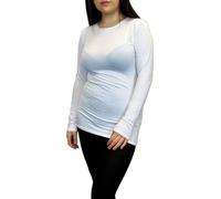 LUXE DIVA Women Ladies Long Sleeve Round Neck Plain Top Stretchy Casual Summer T-Shirts Basic Slim fit Tee Tops UK Plus Size 8-26 White