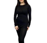 LUXE DIVA Women Ladies Long Sleeve Round Neck Plain Top Stretchy Casual Summer T-Shirts Basic Slim fit Tee Tops UK Plus Size 8-26 Black