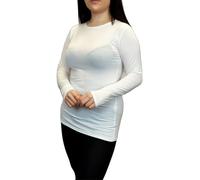 LUXE DIVA Women Ladies Long Sleeve Round Neck Plain Top Stretchy Casual Summer T-Shirts Basic Slim fit Tee Tops UK Plus Size 8-26 Cream