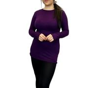 LUXE DIVA Women Ladies Long Sleeve Round Neck Plain Top Stretchy Casual Summer T-Shirts Basic Slim fit Tee Tops UK Plus Size 8-26 Purple