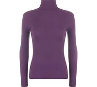 LUXE DIVA Women Ladies Ribbed Stretch Polo Turtle Neck Rib Top Jumper UK Size S/M-XXXL Purple