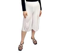 LUXE DIVA Women’s 3/4 Length Palazzo Culottes - Elasticated Waist Wide Leg Flared Trousers Lightweight Summer Cropped Pants Plus Sizes 8-26 Mutli Colors White