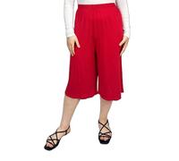 LUXE DIVA Women’s 3/4 Length Palazzo Culottes - Elasticated Waist Wide Leg Flared Trousers Lightweight Summer Cropped Pants Plus Sizes 8-26 Mutli Colors