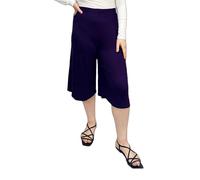 LUXE DIVA Women’s 3/4 Length Palazzo Culottes - Elasticated Waist Wide Leg Flared Trousers Lightweight Summer Cropped Pants Plus Sizes 8-26 Mutli Colors Purple