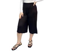 LUXE DIVA Womens Ladies Plain 3/4 Length Short Palazzo Trousers Casual Wide Leg Culottes Pants Plus Sizes UK 8-26 Brown