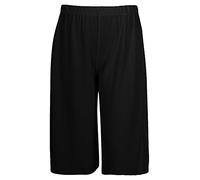 LUXE DIVA Women’s 3/4 Length Palazzo Culottes - Elasticated Waist Wide Leg Flared Trousers Lightweight Summer Cropped Pants Plus Sizes 8-26 Mutli Colors Black
