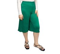 LUXE DIVA Women’s 3/4 Length Palazzo Culottes - Elasticated Waist Wide Leg Flared Trousers Lightweight Summer Cropped Pants Plus Sizes 8-26 Mutli Colors Jade Green