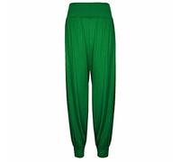 LUXE DIVA Women’s Harem Trousers - Soft Stretch Full Length Yoga Pants - Elasticated Waist Casual Baggy Lounge Joggers - Plus Size Ladies Trousers UK 8-26 Jade Green