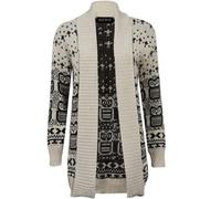 LUXE DIVA Women's Halloween Skull Drape Aztec Long Knitted Cardigan Ladies Owl Leopard Open Jumper Knitwear Top UK 8-22