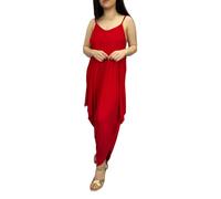 LUXE DIVA Womens Hareems V Neck Harems Dress All in One Jumpsuit Romper Ladies Plus Size Red
