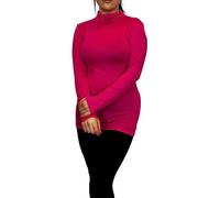 LUXE DIVA Womens High Polo Jumpers New Ladies Turtle Roll Neck Ribbed Sweater Top UK 8-26 Cerise