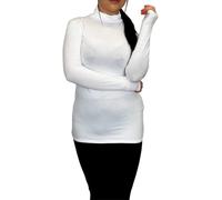 LUXE DIVA Womens High Polo Jumpers New Ladies Turtle Roll Neck Ribbed Sweater Top UK 8-26 White
