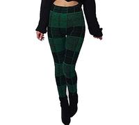 LUXE DIVA Womens Knitted Tartan Winter Leggings Ladies Soft Warm Wool Christmas Retro Pants Warm Trousers