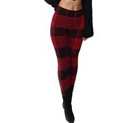 LUXE DIVA Womens Knitted Tartan Winter Leggings Ladies Soft Warm Wool Christmas Retro Pants Warm Trousers