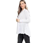 LUXE DIVA Women's Ladies Knitted Waterfall Boyfriend Cardigans Sweaters Full Sleeves Top Ladies Sexy Short Length Open Knitted Waterfall Cardigan UK Size 8-26 White