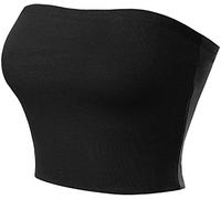 LUXE DIVA Womens Ladies Plain Boob Tube Strapless Bandeau Stretchy Casual Basic Summer Vest Crop Top Black, 12-14