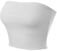 LUXE DIVA Womens Ladies Plain Boob Tube Strapless Bandeau Stretchy Casual Basic Summer Vest Crop Top White, 8-10