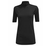 LUXE DIVA Womens Ladies Turtle Polo Neck Jumper Short Sleeve Top High Neck T Shirt Top Plus 8-26 Black