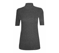 LUXE DIVA Womens Ladies Turtle Polo Neck Jumper Short Sleeve Top High Neck T Shirt Top Plus 8-26 Charcoal