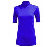 LUXE DIVA Womens Ladies Turtle Polo Neck Jumper Short Sleeve Top High Neck T Shirt Top Plus 8-26 Royal Blue