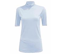 LUXE DIVA Womens Ladies Turtle Polo Neck Jumper Short Sleeve Top High Neck T Shirt Top Plus 8-26 White