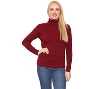 LUXE DIVA Womens Long Sleeve Polo Neck Jumper Wool Knit Ribbed Ladies Sweater Winter Warm Super Stretch Fine Knit Sizes 8 to 16 Sweat Shirt Casual Top (UK, Numeric, 12, 14, Regular, Regular, Wine)