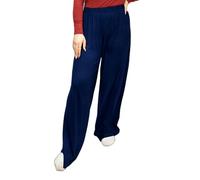 LUXE DIVA Women's Palazzo Trousers - Wide Leg Flared Pants | Stretchy Elastic Waist | Plus Size 8-26 | Lightweight Comfortable Lounge & Summer Wear Soft Navy