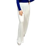 LUXE DIVA Women's Palazzo Trousers - Wide Leg Flared Pants | Stretchy Elastic Waist | Plus Size 8-26 | Lightweight Comfortable Lounge & Summer Wear Soft Cream