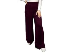 LUXE DIVA Women's Palazzo Trousers - Wide Leg Flared Pants | Stretchy Elastic Waist | Plus Size 8-26 | Lightweight Comfortable Lounge & Summer Wear Soft Wine