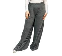 LUXE DIVA Women's Palazzo Trousers - Wide Leg Flared Pants | Stretchy Elastic Waist | Plus Size 8-26 | Lightweight Comfortable Lounge & Summer Wear Soft Charcoal