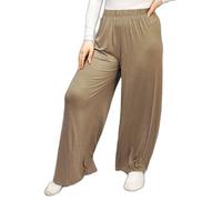 LUXE DIVA Women's Palazzo Trousers - Wide Leg Flared Pants | Stretchy Elastic Waist | Plus Size 8-26 | Lightweight Comfortable Lounge & Summer Wear Soft Mocha