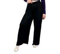 LUXE DIVA Women's Palazzo Trousers - Wide Leg Flared Pants | Stretchy Elastic Waist | Plus Size 8-26 | Lightweight Comfortable Lounge & Summer Wear Soft Black