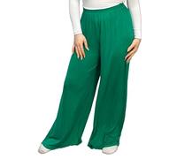 LUXE DIVA Ladies Palazzo Wide Leg Flared Elasticated Stretch Plus Size Plain Trousers 8-26 Jade Green