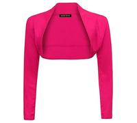 LUXE DIVA Womens Plain Long Sleeve Bolero Shrug Crop Top - Ladies Cropped Cardigan Knitted Shrug Top for Casual, Party or Evening, Wear UK Sizes 8-26 Cerise